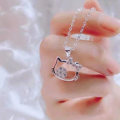 Feline Sparkle Charm Sterling Silver