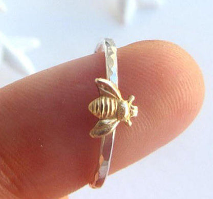 Golden Bumblebee Sterling Silver Ring