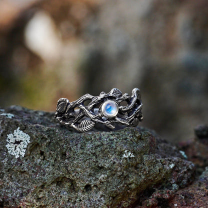 Mystic Moonstone & Black Gold Ring