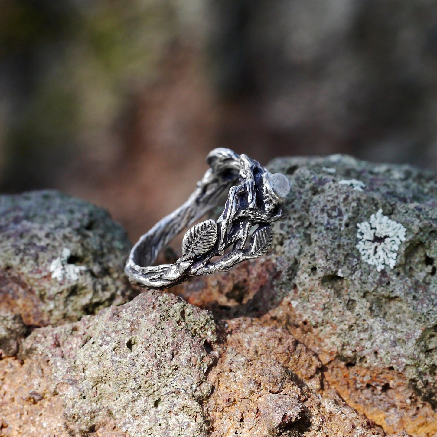 Mystic Moonstone & Black Gold Ring